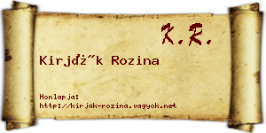 Kirják Rozina névjegykártya